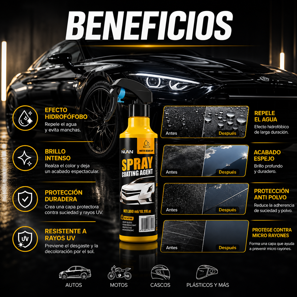 🔥🏍️Spray Cerámico Nanohidrófobo para Autos y Motos🏍️🔥