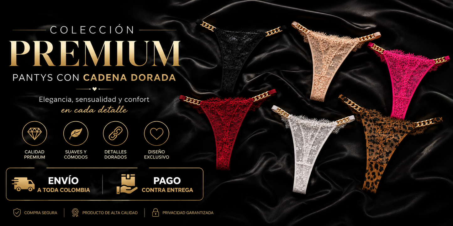 ✨💎 PANTY EN ENCAJE CON CADENA DORADA – COLECCIÓN PREMIUM 💎✨