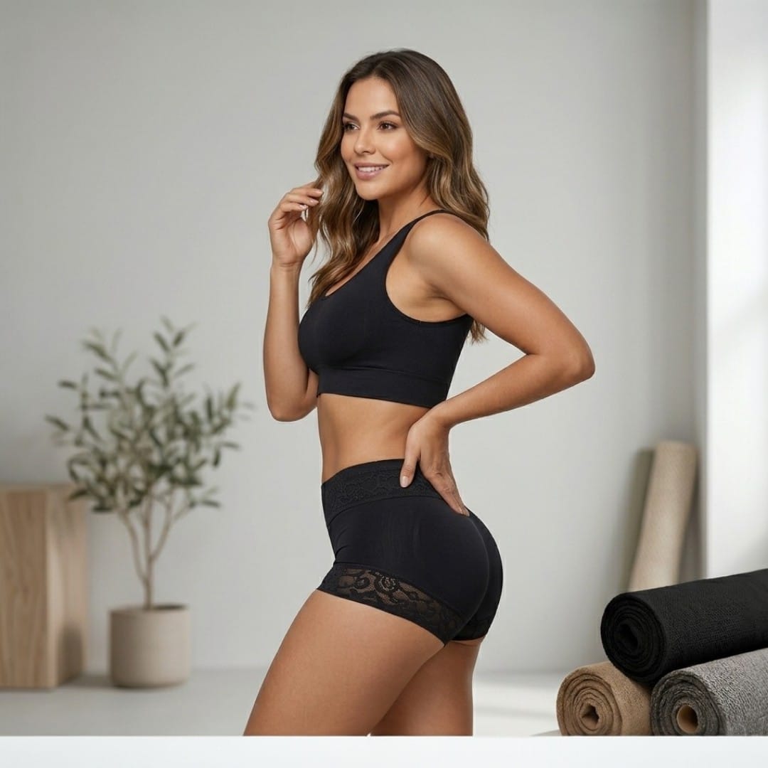 🔥PANTY LEVANTA COLA CON CONTROL DE ABDOMEN Y ENCAJE SILICONADO 💎