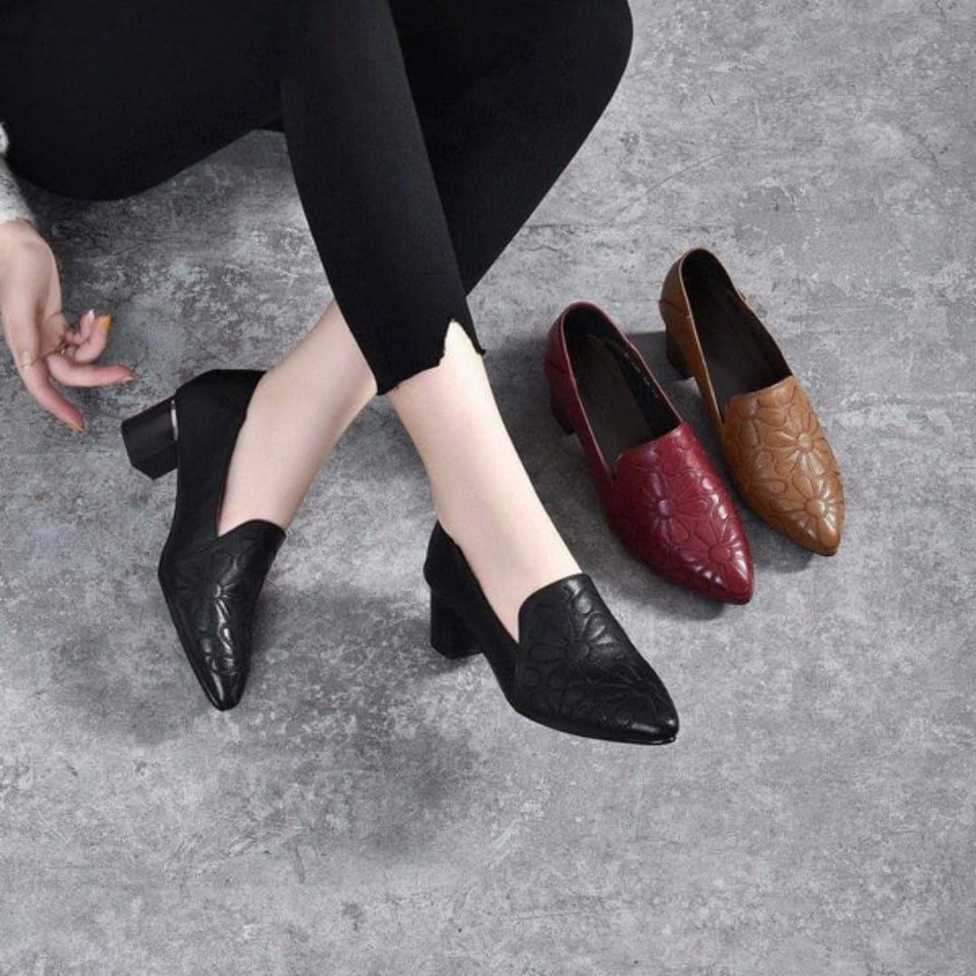 💥👠ZAPATOS ORTOPEDICOS DE TACON MEDIO, ELEGANTES Y  BORDADOS  EN CUERO👠💥