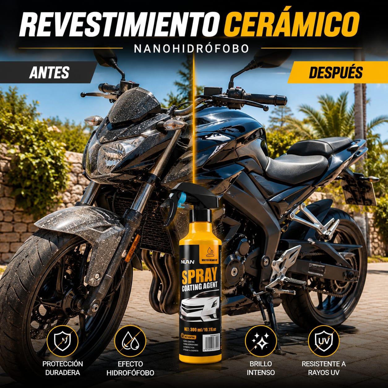 🔥🏍️Spray Cerámico Nanohidrófobo para Autos y Motos🏍️🔥