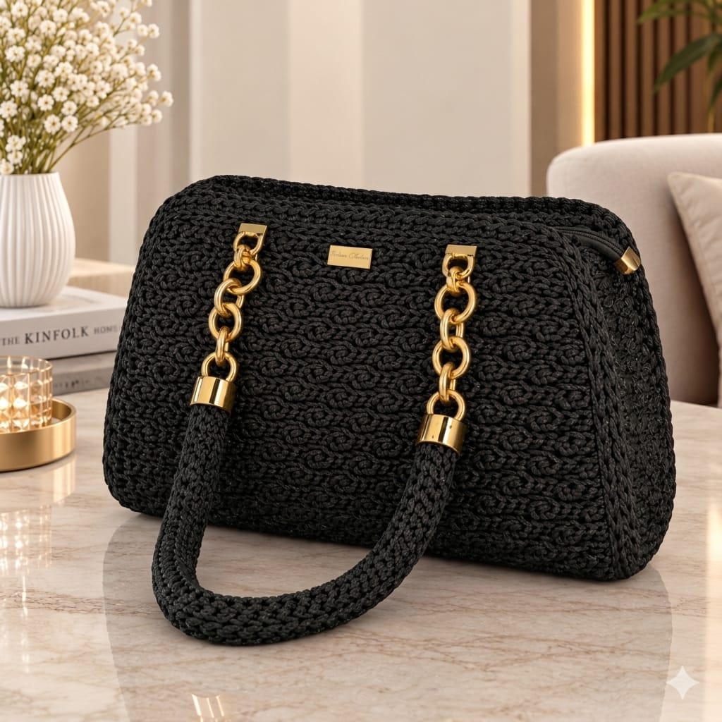 👜BOLSO MACADAMIA TEJIDO, HECHO A MANO ✨ CON CADENA DORADA ELEGANTE, ESPACIOSO Y  LIVIANO😍