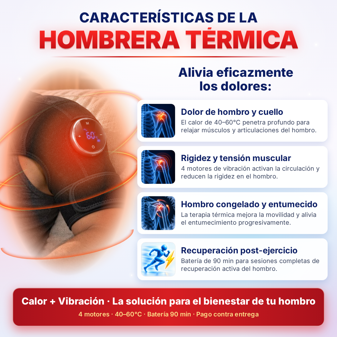 🔥💪 SÚPER RODILLERA Y HOMBRERA TÉRMICA RECARGABLE ♨️⚡ MASAJE CON CALOR Y VIBRACIÓN 🔋✨