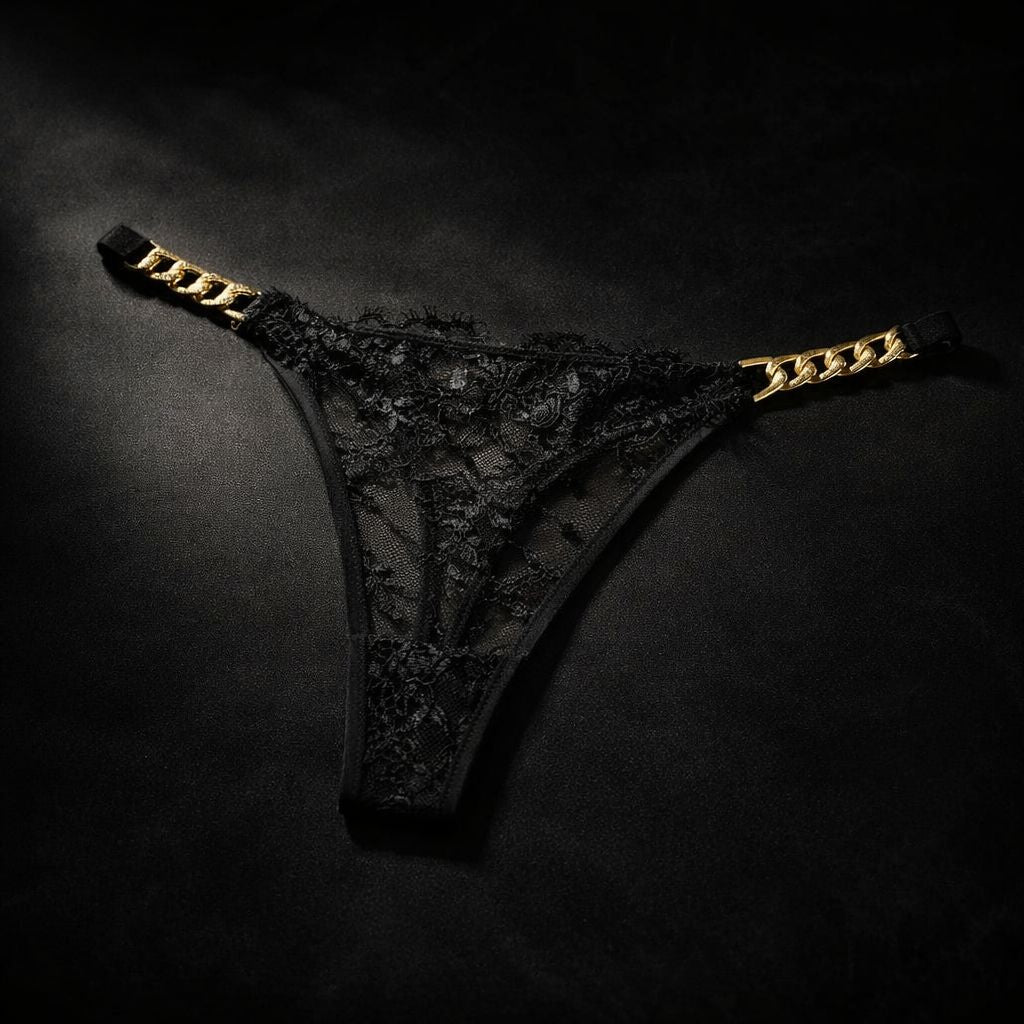 ✨💎 PANTY EN ENCAJE CON CADENA DORADA – COLECCIÓN PREMIUM 💎✨