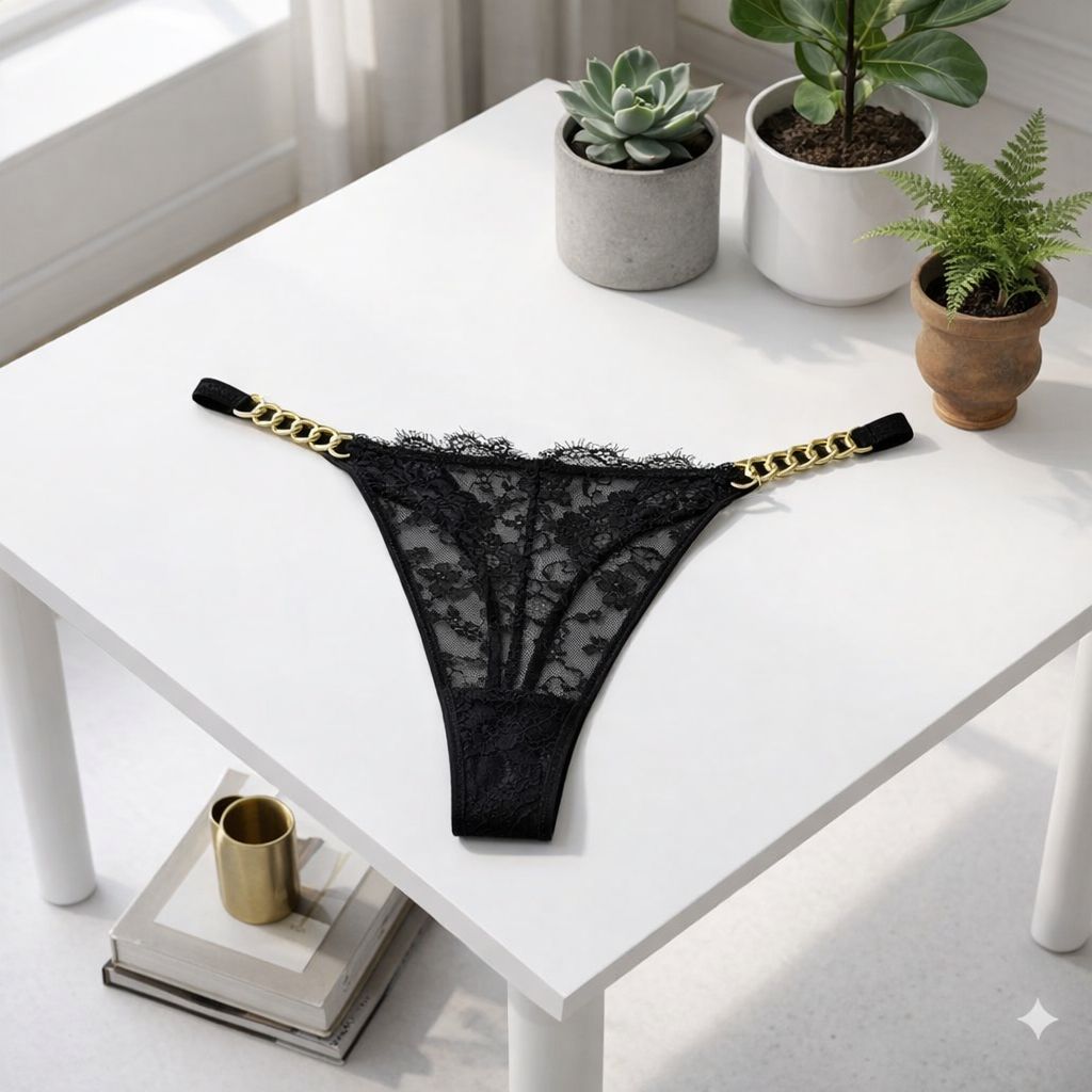 ✨💎 PANTY EN ENCAJE CON CADENA DORADA – COLECCIÓN PREMIUM 💎✨