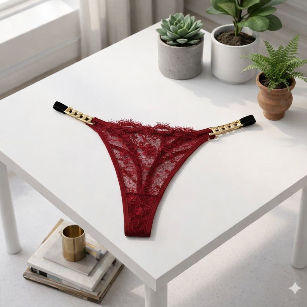 ✨💎 PANTY EN ENCAJE CON CADENA DORADA – COLECCIÓN PREMIUM 💎✨